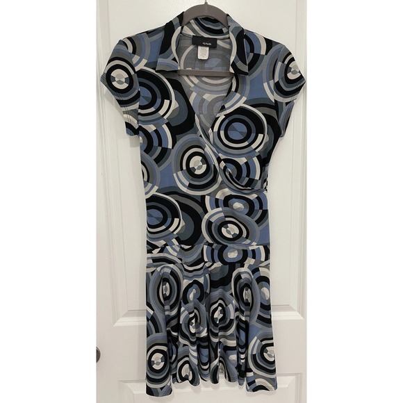 Hypnotik Women's Dress XL Blue Swirls Short Vintage Y2K Stretch Edgy MadeInUSA - Picture 2 of 9